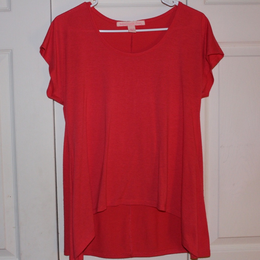 Coral color high low shirt